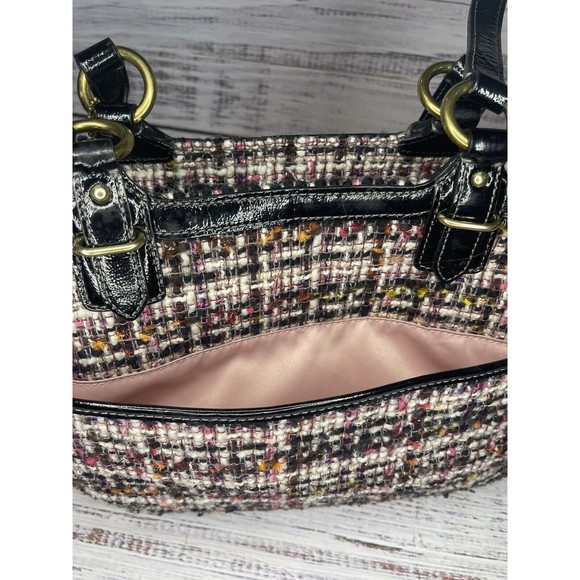 Coach Galaxy Tweed Tote Bag Shoulder Purse H1221-F20025 Black Pink & Tan - Picture 7 of 15